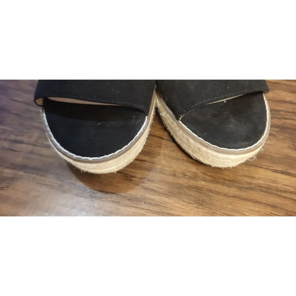 Banana Republic Black Suede Espadrille Wedge Sandals Sz 9 Minimalist Preppy